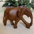 Vintage Solid Teak Hand Carved Wooden Elephant ...