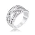 4Ct Rhodium Plated Classic Twist Wide CZ Ring