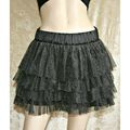Black Silver Glitter Frill Net Mini Skirt Size ...