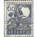 CZECHOSLOVAKIA, FLOWER, Ruins of Lezaky, blue b...