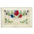 WW1 Embroidered Silk Postcard, Flowers, Flag.