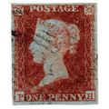 QUEEN VICTORIA FINE USED 1d. RED IMPERFORATE ST...