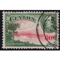 Ceylon Sg393b 30c Carmine & Green wmk Upright f...