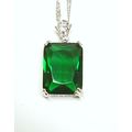 Beautiful Emerald Green Square Pendant White Go...