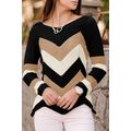 Black Chevron Colorblock Knit Sweater