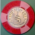 North Shore Club. $5 Casino Chip. Lake Tahoe. M71.