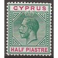 Cyprus 1912 SG75 ½ Piastre Green & Carmine Moun...