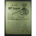 1954 BP Super Plus BP 08 Petrol Ad - In with BP Super Out with Harmful deposits