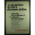 1971 Lufthansa Airlines Ad - I am perfect to run a German Airline.