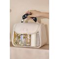 Beige TASTY Print Handle Inside Pocket Clear Ma...