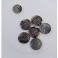 6 Tan Gray Black Coat Buttons 1 Inch 25mm 4 Hole Large 019