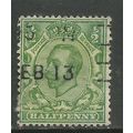 GB 1912 KGV 1/2d Green wmk 103 ( H210 )