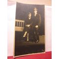 unknown couple on a seat antique photograph pos...