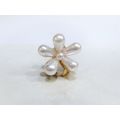 Small mini gold flower metal hair claw clip wit...
