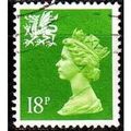QEII GB 1991 Wales 18p Bright Green Used SG W48...