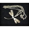 Black Crystal Enamel Dragonfly Charm Pendant Si...