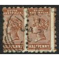 South Australia 1883 ½d Red Brown Pair Perf 10 ...