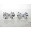 Two small tiny sparkle silver bow crystal hair ...