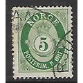 NORWAY 1893 POST HORN TYPE D 5 ORE GREEN SG 136...