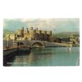 CONWAY CASTLE AND BRIDGE, used vintage postcard...