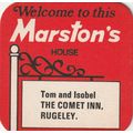 BEER MAT - MARSTONS BREWERY - THE COMET IN, RUG...