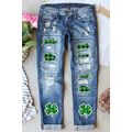 Sky Blue Glitter Clover Patch Plaid Insert Dist...