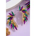 Gold Mardi Gras Rhinestone Crystal Inlay Stud E...