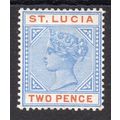 1891 ST LUCIA Sg45 2d ultramarine & Orange LIGH...
