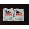 USA 1975 Definitives Fort McHenry Flag 15c pair...
