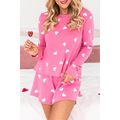 Pink Valentine Heart Print Long Sleeve Tee and ...