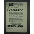 1935 Rock Island Railroad Ad - News Flash Colorado
