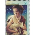AUSTRALIA, CHRISTMAS, Shepherd with Lamb, green-blue 1996, $1