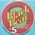 Black Bear. $5 Casino Chip. Carlton, MN. W99