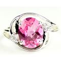 Created Pink Sapphire, 925 Sterling Silver Ladi...