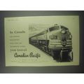 1954 Canadian Pacific Railroad Ad - In Canada for comfort, spaciousness