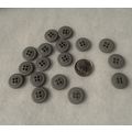 HH17 Gray Round Buttons 4 Hole Raised Center 15...