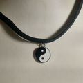 Ying Yang Charm Choker Necklace Black Velvet Ch...