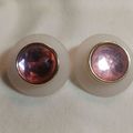 Large Pink Earrings Frosted Plastic Round Pierc...