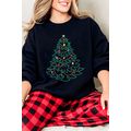 Black Rhinestone Christmas Tree Graphic Pullove...
