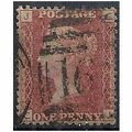 1858 SG43 1d Red Plate 174 Good Used Check Lett...