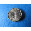 1966 QUEEN ELIZABETH II BRASS THREEPENCE FREE P...