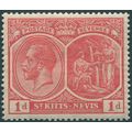 St Kitts-Nevis 1921 1d rose-carmine SG38 unused