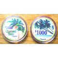 Coconut Tree $1000. Casino Chip - Jamaica