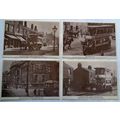 4 reproduced sepia photo prints old trams Manch...