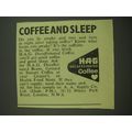 1968 HAG Decaffeinated Coffee Ad - Coffee and Sleep