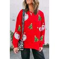 Red Santa Claus Christmas Tree Patched Pattern ...