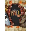 Black Hello Fall Letter Pumpkin Printed Thanksg...