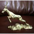 Vintage Brass Stag Deer on a Stand