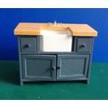 Shaker Style Sink Unit - Blue/Pine 1:12th Dolls...