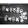 13 handcrafted artisan black & white flower and...